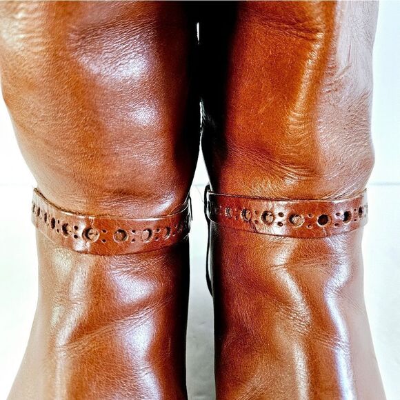 Etienne Aigner Vintage Alexis Brown Leather Harness Equestrian Riding Boots 7 - Picture 7 of 16
